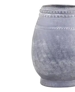Dekorativní vázy Šedá antik terakotová váza se vzorem Cholet M - Ø 19*25 cm Chic Antique 65059424 (65594-24)