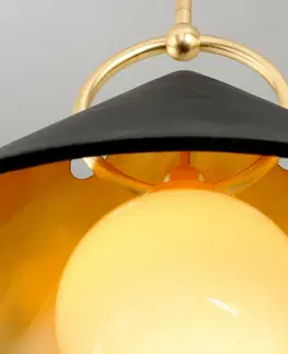Designová závěsná svítidla HUDSON VALLEY závěsné svítidlo CHARM kov/sklo černá/zlatá/opál E27 1x100W 289-42-CE