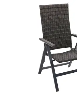 Zahradní židle a křesla ASKO Zahradní ratanové křeslo polohovatelné CALVIN (šedá)