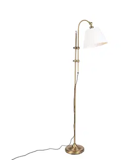 Stojaci lampy Klasická stojací lampa bronzová s bílým odstínem - Ashley