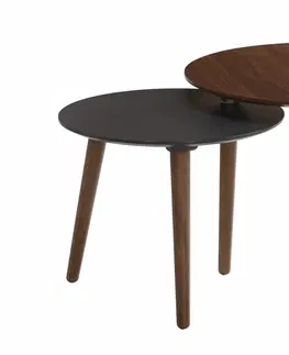 Luxusní a designové příruční stolky Estila Skandinávský příruční stolek Nordica Nogal z ořechově hnědého dřeva s masivními nožičkami polohovatelný 64cm