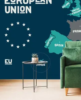 Tapety mapy Tapeta naučná mapa s názvy zemí EU