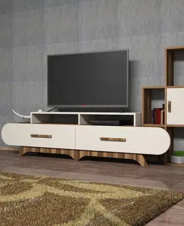Obývací stěny a sestavy nábytku Televizní stěna FLORA S ořech krémová
