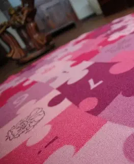 Koberce a koberečky Dywany Lusczow Dětský kulatý koberec PUZZLE fialový, velikost kruh 100