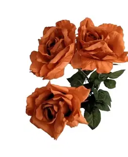 Květiny Umělá květina Růže měděná, 74 cm, 3 ks