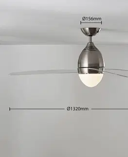 Stropní ventilátory se světlem Lindby Stropní ventilátor Piara, osvětlení, čirý