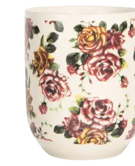 Hrnky a šálky Porcelánový kalíšek na čaj s květy růží - ∅ 6*8 cm / 0,1L Clayre & Eef 6CEMU0067