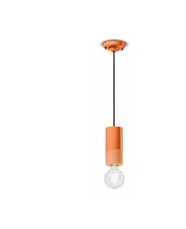 Závěsná světla Ferroluce Závěsné svítidlo PI, válcové, Ø 8 cm oranžové