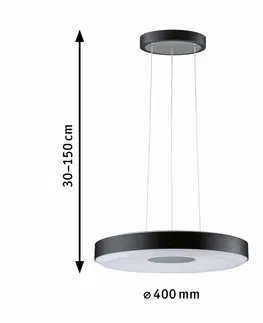 LED lustry a závěsná svítidla PAULMANN LED závěsné svítidlo 3-krokové-stmívatelné Puric Pane 2700K 22W černá/šedá stmívatelné
