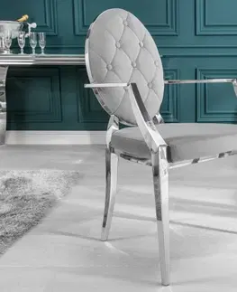 Židle LuxD Designová židle Rococo II šedá s opěrkami - Skladem