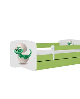 Dětské postýlky Kocot kids Dětská postel Babydreams dinosaurus zelená, varianta 70x140, bez šuplíků, bez matrace