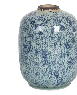 Dekorativní vázy Vintage keramická váza s modrými kvítky Bleues - Ø 12*16 cm Clayre & Eef 6CE1201