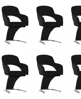Židle Jídelní židle 6 ks samet / chrom Dekorhome Zelená