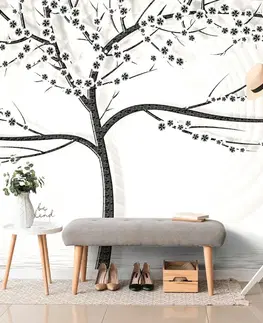 Černobílé tapety Tapeta moderní černobílý strom na abstraktním pozadí