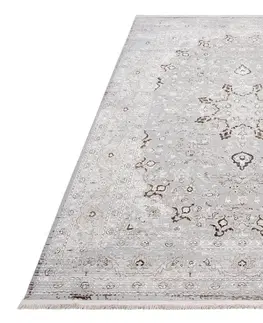 Vintage koberce Světlý bílo-šedý vintage designový koberec se vzory