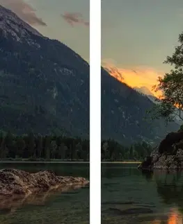 Obrazy přírody a krajiny 5-dílný obraz horská krajina u jezera