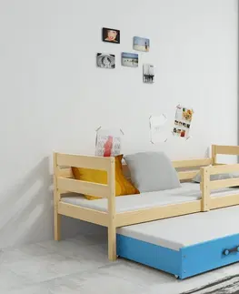 Postele BMS Dětská postel s přistýlkou Eryk 2 | borovice Barva: Borovice / modrá, Rozměr: 190 x 80 cm