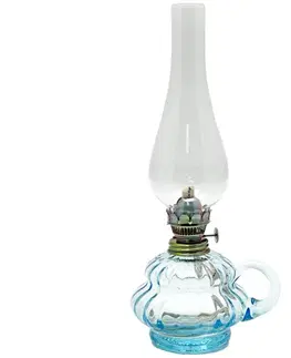 Lampy Floriánova huť Petrolejová lampa ANNA 33 cm akvamarín 