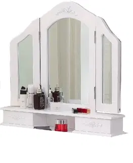 Toaletní stolky Nádherný toaletní stolek s velkým zrcadlem v bílé barvě