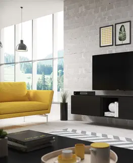 Obývací stěny Artcam Sestava do obývacího pokoje ROCO 10 roco: korpus bílý mat / okraj černý mat / dvířka bílý mat