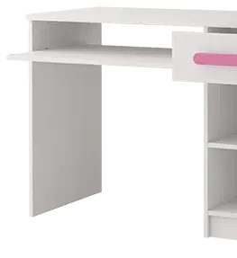 Dětské pokoje Idzczak Meble Psací stůl SMYK 110 cm bílý, varianta růžové úchytky