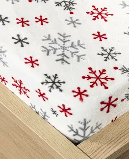 Prostěradla 4Home Vánoční prostěradlo mikroflanel Snowflakes, 180 x 200 cm