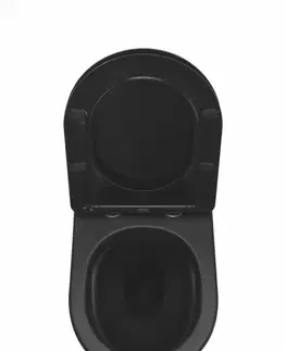 Záchody ALCADRAIN Sádromodul předstěnový instalační systém bez tlačítka + WC REA CARLO MINI RIMLESS ČIERNY MAT + SEDADLO AM101/1120 X MM1