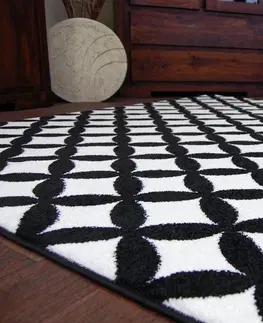 Koberce a koberečky Dywany Lusczow Kusový koberec SKETCH CALLUM bílý / černý - diamant, velikost 160x220
