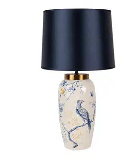 Lampy Stolní lampa s keramickou nohou s ptáčkem Spicea - Ø 30*55 cm / E27 / max 60W Clayre & Eef 6LMC0081