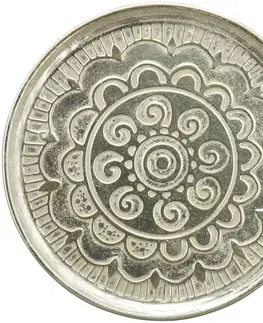 Podnosy a tácy Stříbrný antik kovový dekorativní podnos ArtFerro - Ø 39*1,5 cm Exner 253694