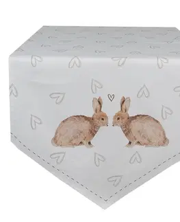 Ubrusy Bavlněný běhoun na stůl s motivem králíčků Bunnies in Love - 50*160cm Clayre & Eef BSLC65
