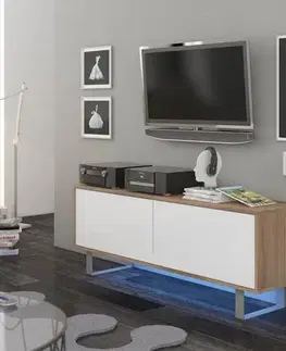 TV stolky ArtCross TV stolek KING | 01 Barva: Bílá / černý lesk
