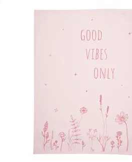 Utěrky Růžová bavlněná utěrka s kytičkami Good Vibes Only - 47*70 cm Clayre & Eef KT042.047