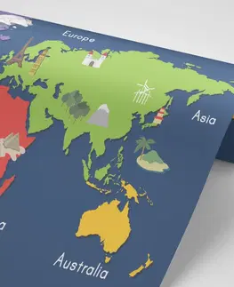 Samolepící tapety Samolepící tapeta mapa světa s dominantami