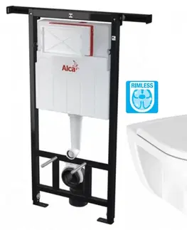 WC sedátka ALCADRAIN Jádromodul předstěnový instalační systém bez tlačítka + WC JIKA LYRA PLUS RIMLESS + SEDÁTKO DURAPLAST AM102/1120 X LY1