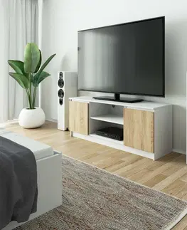 TV stolky Ak furniture TV stolek Beron 140 cm bílý/sonoma