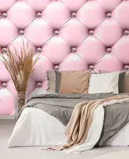 Tapety s imitací kůže Tapeta elegance kůže v bonbonově růžové