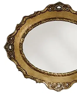 Luxusní a designová zrcadla Estila Barokní nástěnné oválné zrcadlo Pasiones se zlatým ozdobným rámem 104cm
