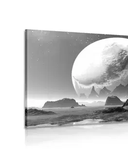 Černobílé obrazy Obraz fantasy krajina v černobílém provedení
