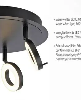 LED bodová svítidla PAUL NEUHAUS LED stropní bodové svítidlo antracit, kruhové, 3 ramenné, otočné, ochrana proti vodě 3000K