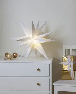 Vánoční světelná hvězda STAR TRADING LED dekorační hvězda Alice, IP44, baterie, bílá