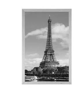 Černobílé Plakát nádherné panorama Paříže v černobílém provedení