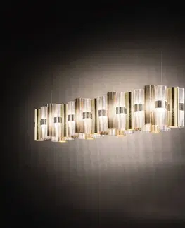 Závěsná světla Slamp Závěsné svítidlo Slamp LED La Lollo, zlatá barva, 140 cm