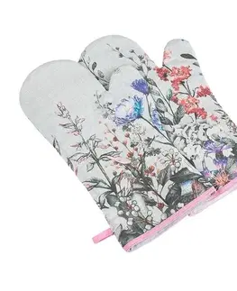 Chňapky Bellatex Grilovací rukavice Kvítí fialová, šedá, 22 x 46 cm, 2 ks