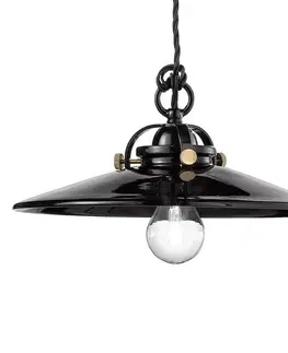 Závěsná světla Ferroluce Černé keramické závěsné světlo Edoardo, 31 cm