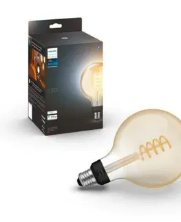 LED žárovky PHILIPS HUE Hue Bluetooth LED White Ambiance filamentová žárovka Philips 8719514301542 E27 G125 7W 550lm 2200-4500K černá, stmívatelná