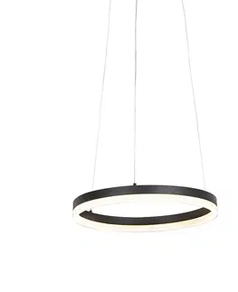 Zavesna svitidla Designová kruhová závěsná lampa černá 40 cm včetně LED a stmívače - Anello