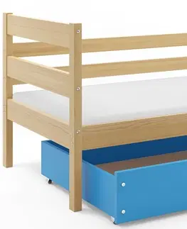 Postele BMS Dětská jednolůžková postel s úložným prostorem ERYK | borovice Barva: Borovice / šedá, Rozměr: 190 x 80 cm