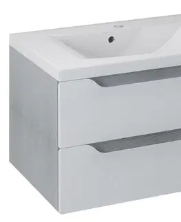 Koupelnový nábytek SAPHO WAVE umyvadlová skříňka 79,7x45x47,8cm, bílá/dub stříbrný WA080-3011