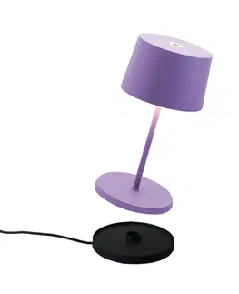 Venkovní osvětlení terasy Zafferano Zafferano Olivia mini 3K dobíjecí stolní lampa fialová